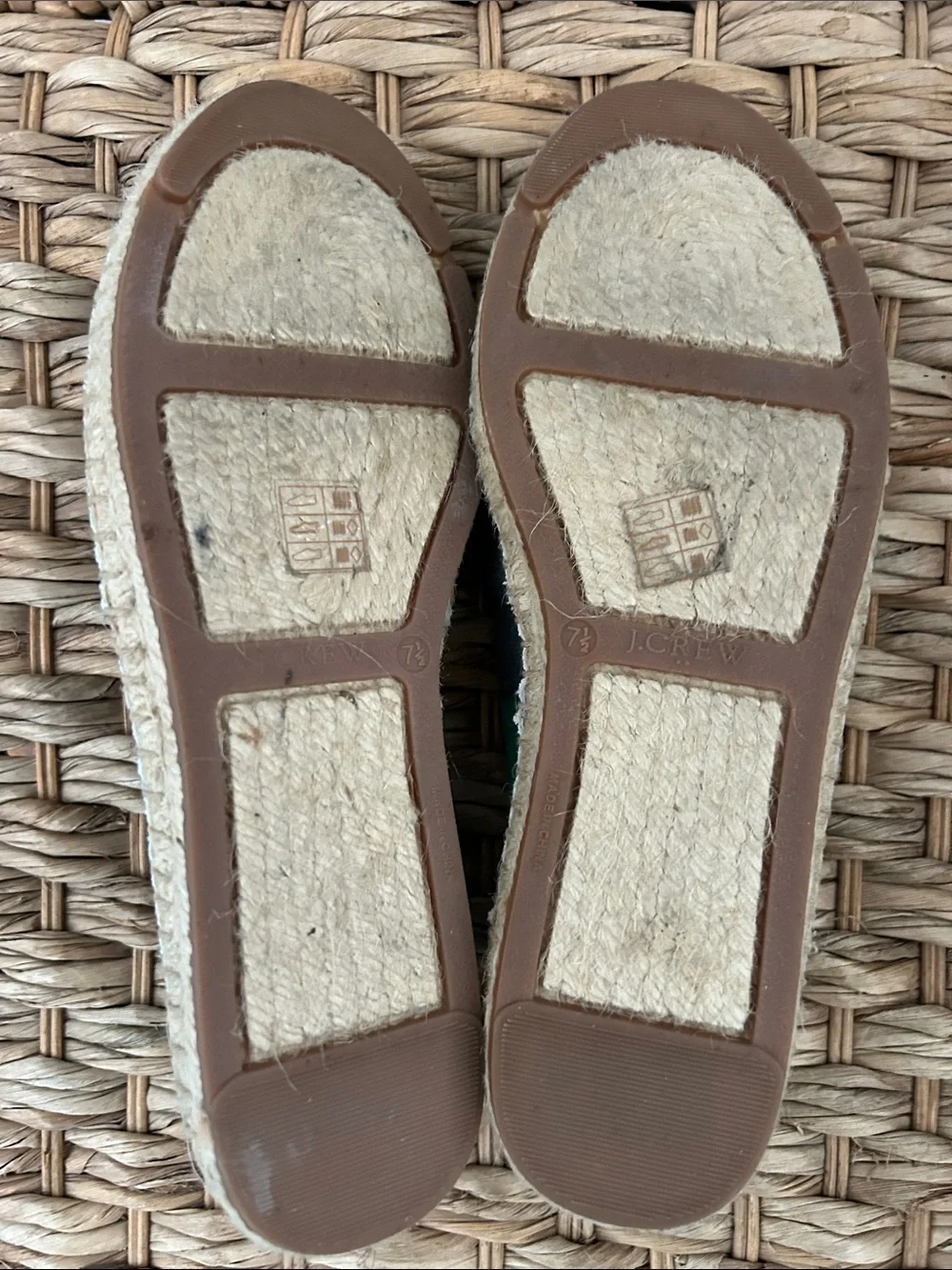 J. Crew Striped Green and Navy Canvas Espadrilles